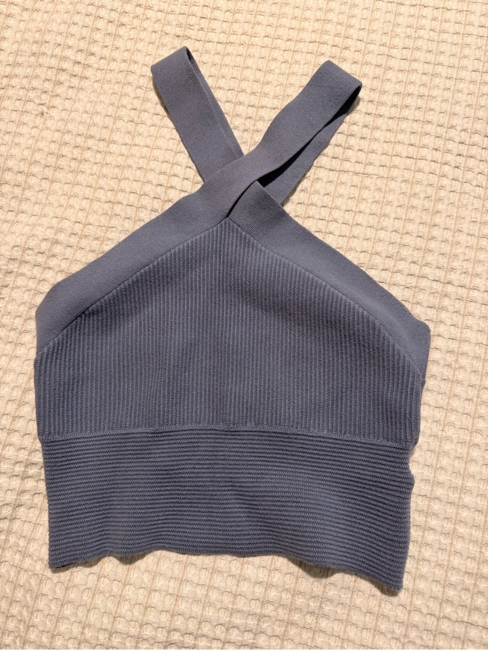 Abercrombie & Fitch Slate Blue Crossback Knit Crop Top